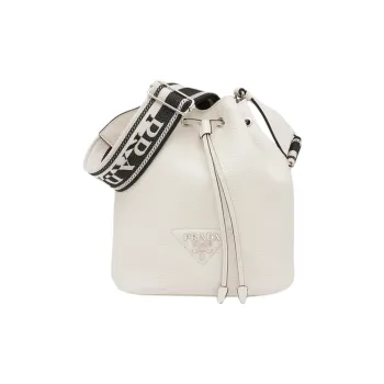 PRADA Leather Bucket Bag, Shoulder Bag, Crossbody Bag Women's White