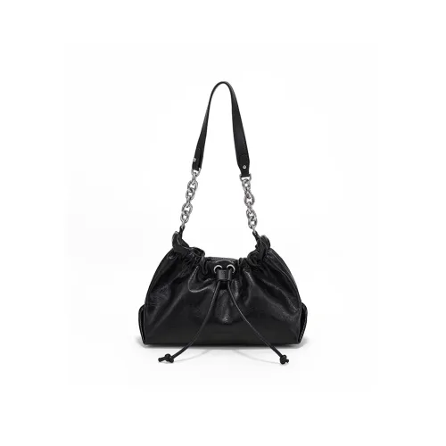 Simedin Cow Leather Crossbody Bag Trumpets Women's Deep Black/Pistachios White