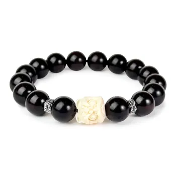 PUTUOSHANWENCHUANG Small Leaf Red Sandalwood Precious Wood Bracelets Unisex