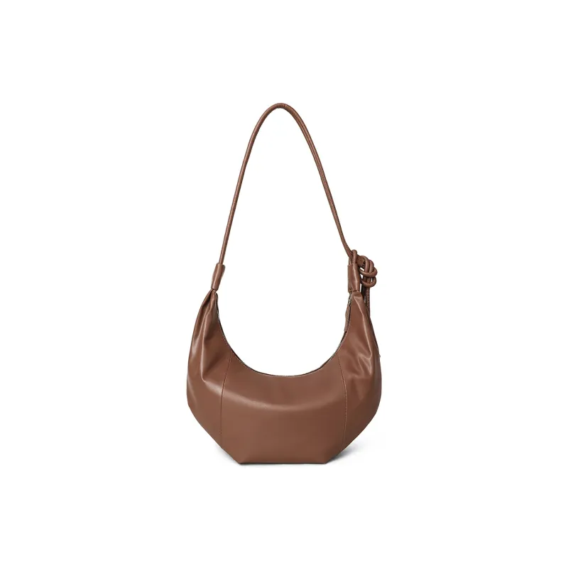PT'SON Synthetic Leather Dumpling Bag Shoulder Bag Women's Brown-4
