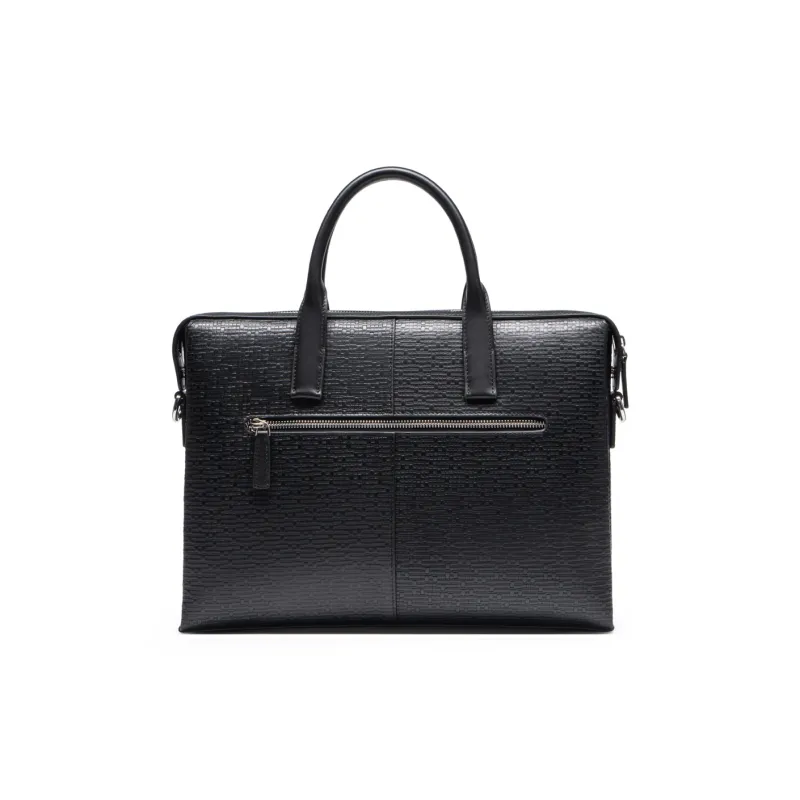 Chrisdien Deny Cow Leather Briefcase Tubas Men's Black-1