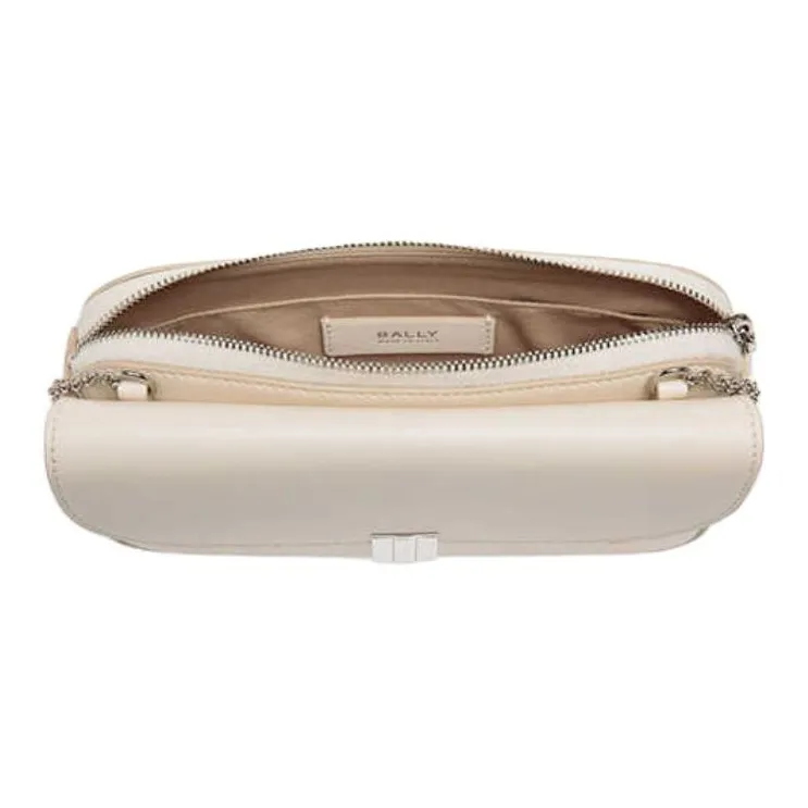 BALLY Ollam Cow Leather Crossbody Bag, Shoulder Bag Women's Milkshake White-2