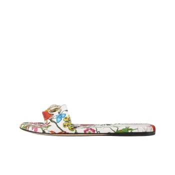 GUCCI Horsebit Slide Slippers Women's White