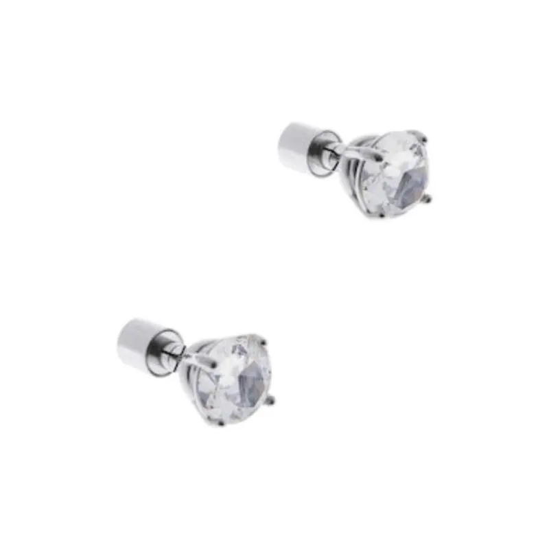 Balenciaga Rhinestone, Brass, Glass, Stainless Steel, Copper, Glass Fiber, Nylon Stud Earrings Women's Silver-2