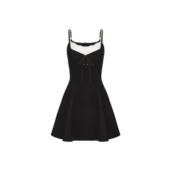 CHIWAWAMEME Slip Dresses Women's Doll Like Black & White