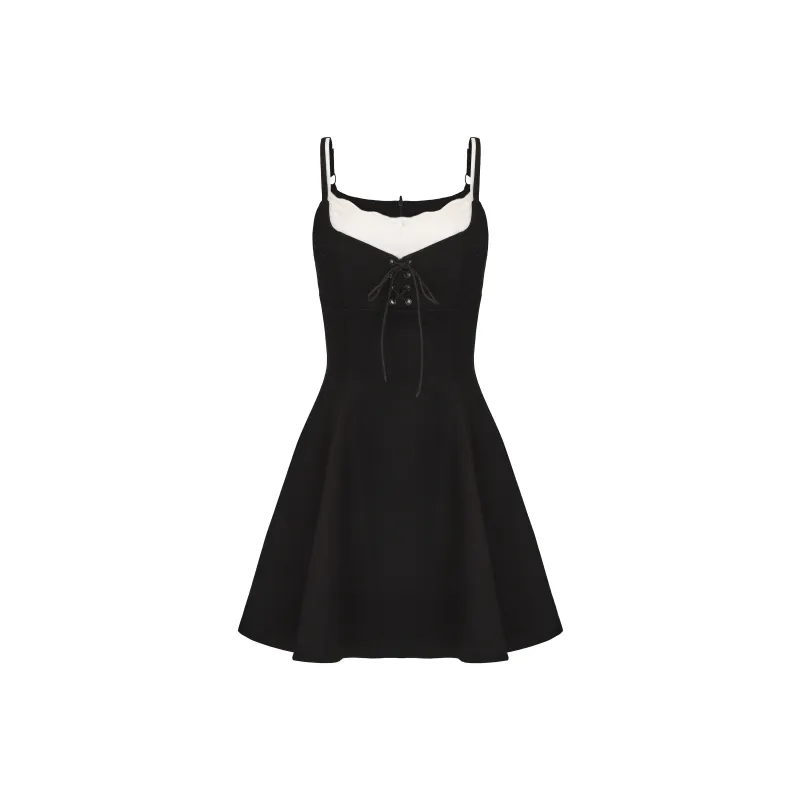 CHIWAWAMEME Slip Dresses Women's Doll & Black & White-0