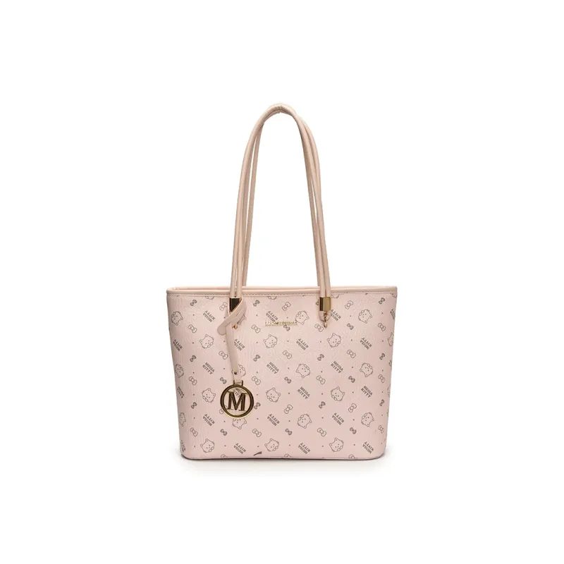 Morellybear PU Shoulder Bag Women's Pink/Brown/White-0