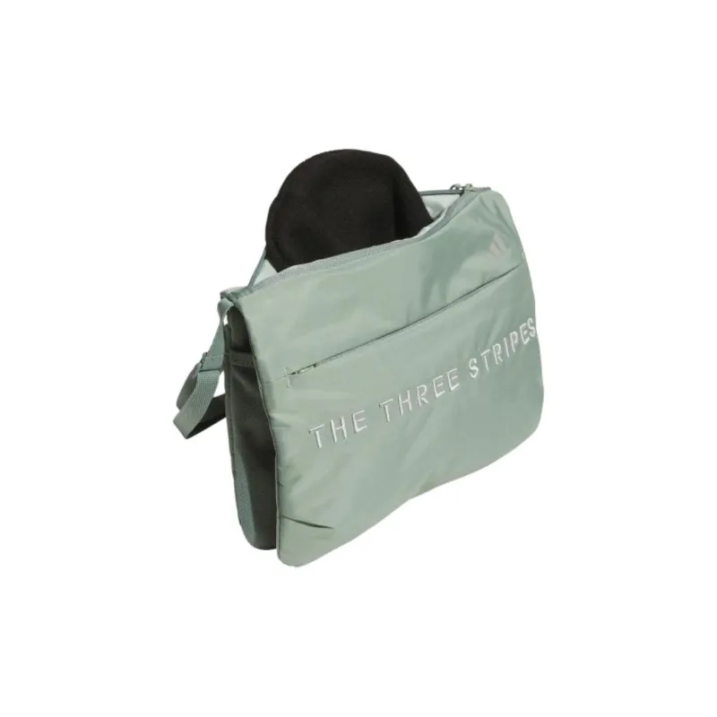 Adidas Recycled Polyester Crossbody Bag, Shoulder Bag Unisex Silver Green-3