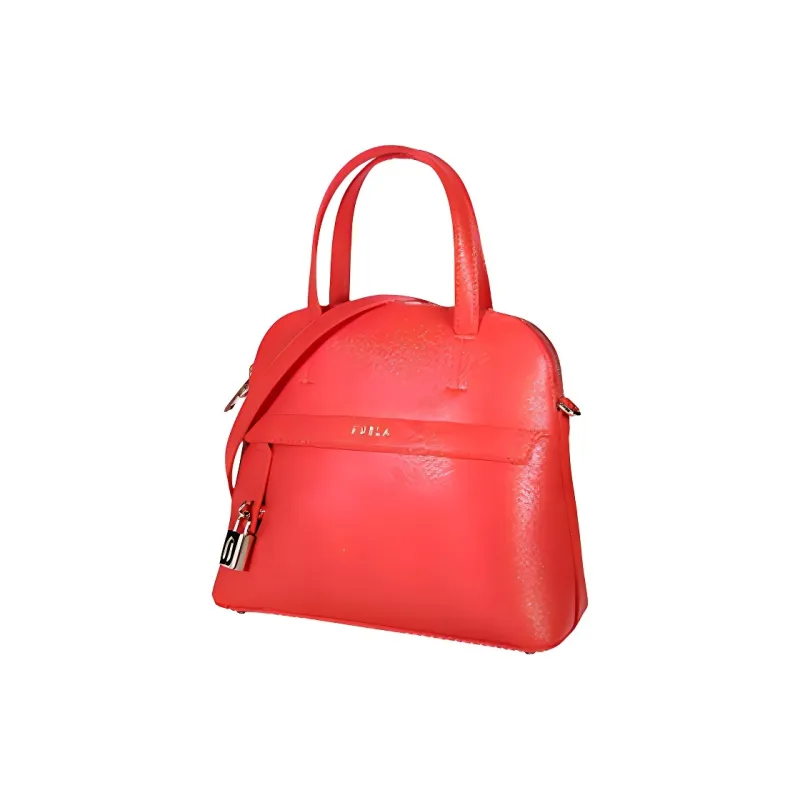 Furla Piper Collection Leather Shoulder Bag, Crossbody Bag, Handbag Women's Red-1