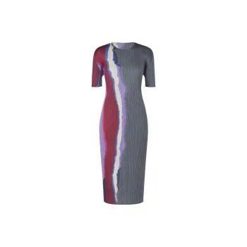 PLEATS PLEASE ISSEY MIYAKE Short Sleeved Dress Women's Gray