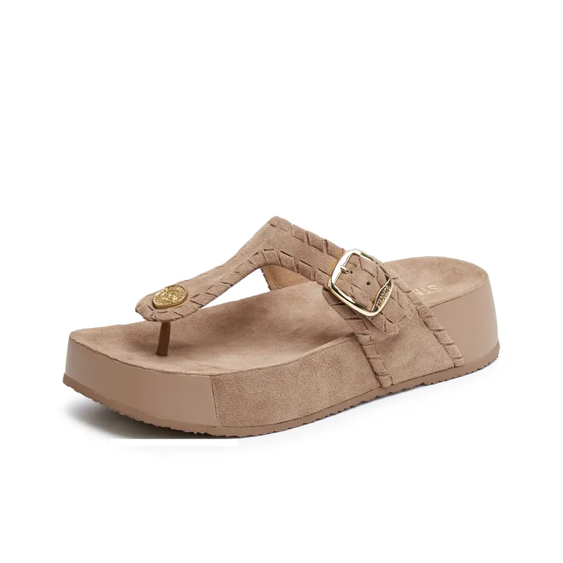 Staccato Rubber Sole Flip Flops Women's Milk Tea Apricot-1