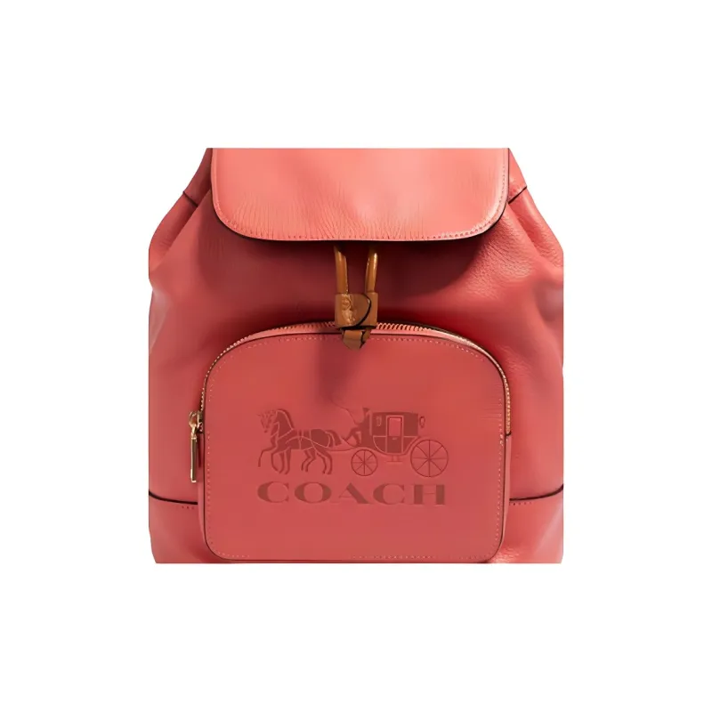 COACH Jes Grained Calfskin Backpack Medium Size Women's Orange Pink-3
