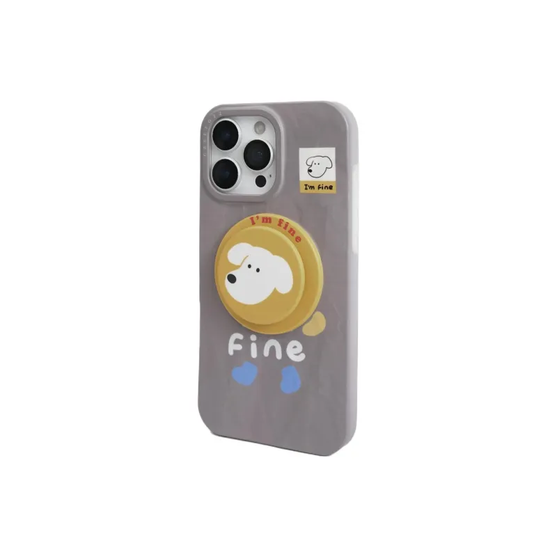 Sopi Acrylic Material Pleated Puppy Magnetic Stand Phone Cases Compatible With IPhone 16/15 Pro Max/Apple 13/14 Pro/Max-2