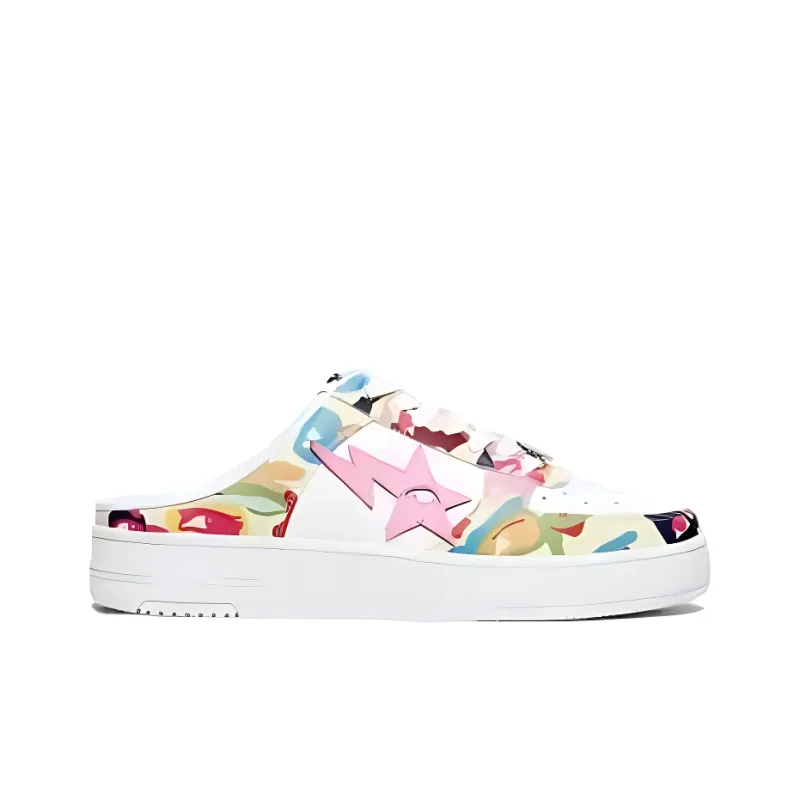 KidSuper x A BATHING APE Abrasion Resistant Closed Toe Slippers Unisex White Pink-1
