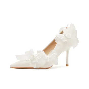 Varib Slim Heel High Heels 8cm Women's White