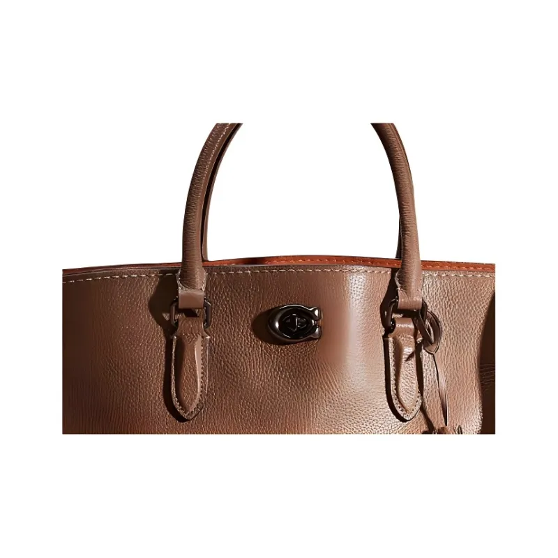 COACH Brooke Pebbled Leather Tote Bag Shopping Bag Shoulder Bag Handbag Large Size Women's Brown-1