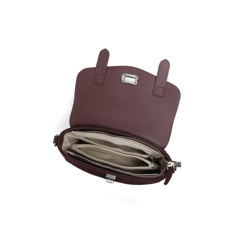 PT'SON Cow Leather Shoulder Bag, Crossbody Bag, Handbag Women's Wine Purple-5