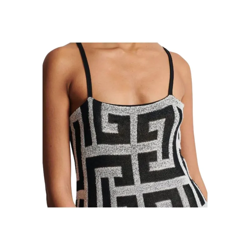 BALMAIN Monogram-jacquard Midi Dress-3