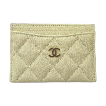 CHANEL Calfskin Card Holder Women's Yellow