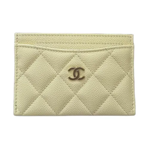CHANEL Calfskin Card Holder Women's Yellow