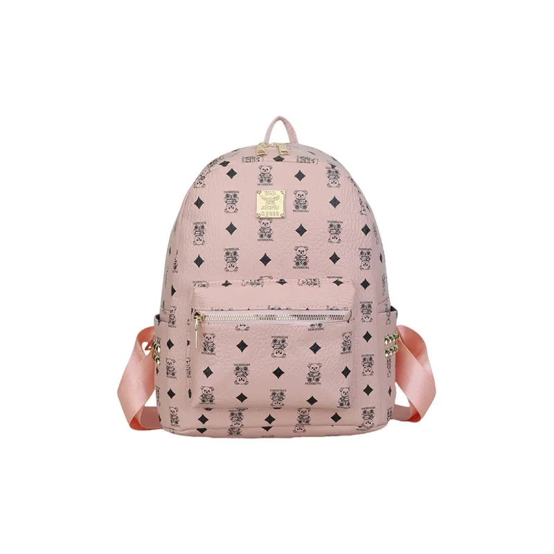 Yalu PU Backpack Regular Women's Ecru/Brown/Pink-12