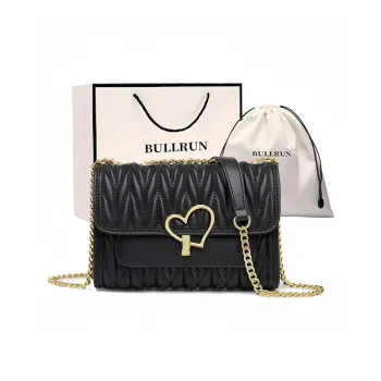 Bullrun Cow Leather Shoulder Bag Women's Black/Ecru