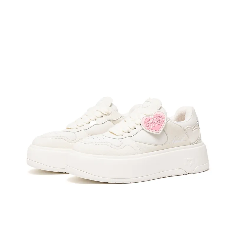 PINK AMOR Height Increasing Low Top Skateboard Shoes Unisex White Angel-1