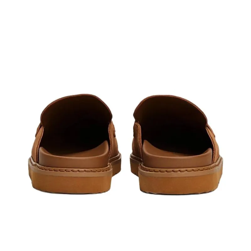 Tommy Hilfiger TH Monogram Rubber Sole Abrasion Resistant Closed Toe Slippers Women's Brown-4