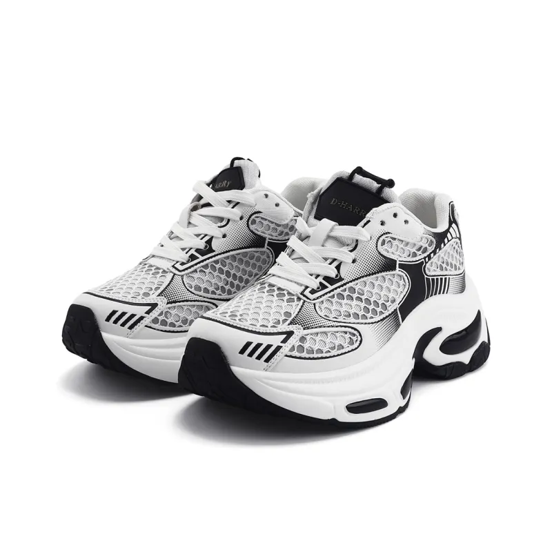DHARRY Leisure Time Collection Height Increasing Breathable Low Top Chunky Sneakers Women's-7