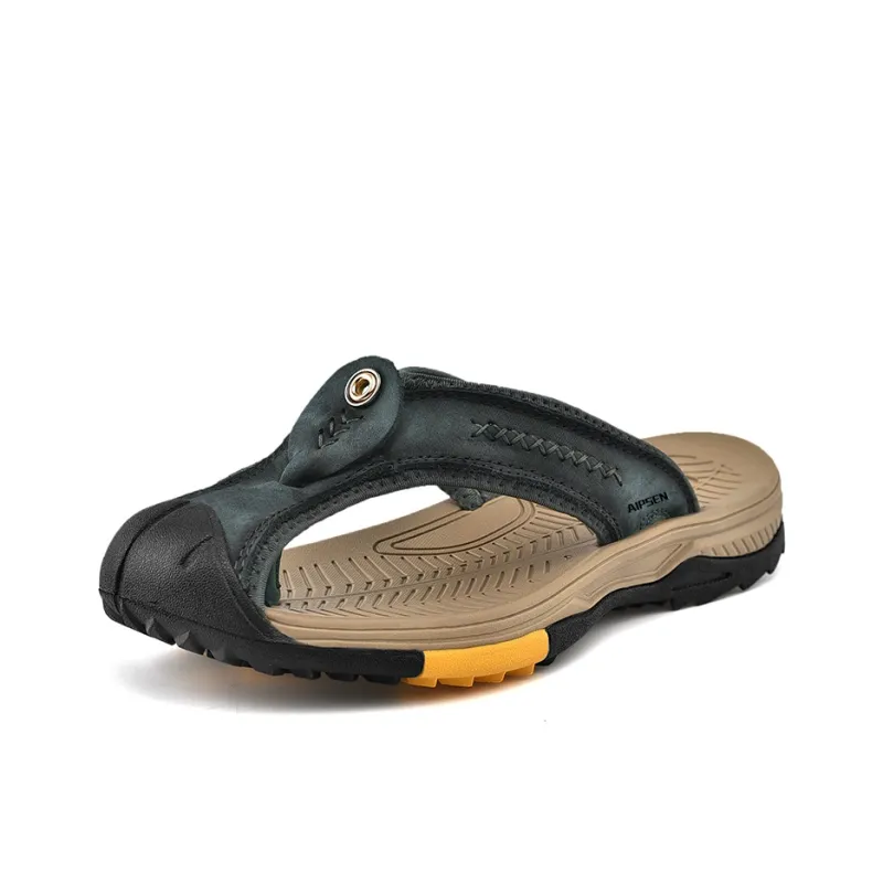 AIPSEN Rubber Sole Flip Flops Men's Gray-1
