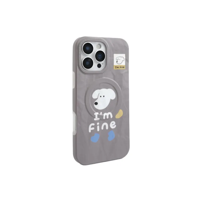 Sopi Acrylic Material Pleated Puppy Magnetic Stand Phone Cases Compatible With IPhone 16/15 Pro Max/Apple 13/14 Pro/Max-5