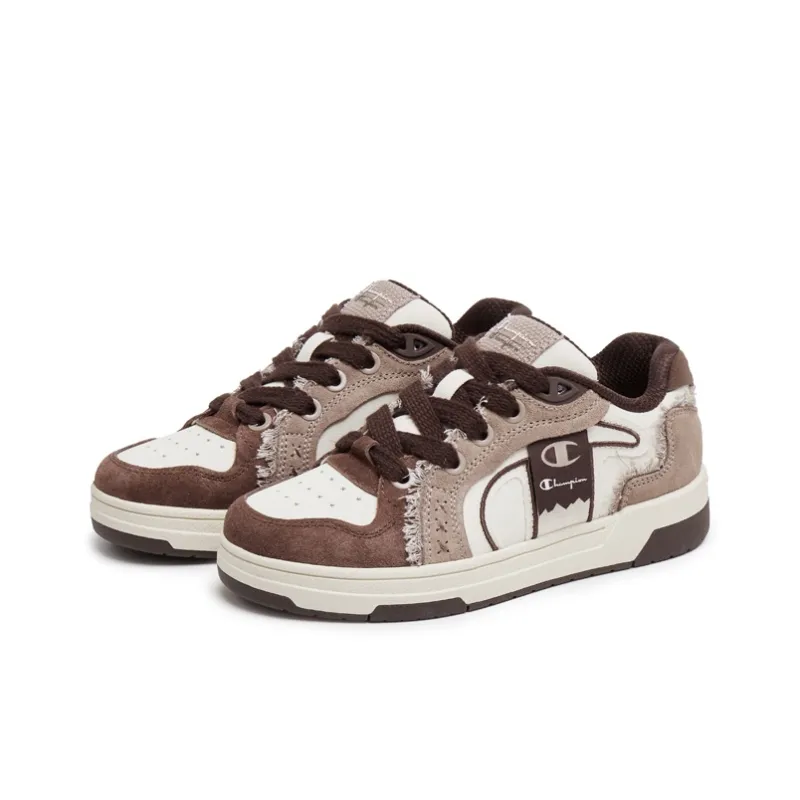 Champion Ribbon Shoes Balance Low Top Skateboard Shoes Unisex Velvet Brown/Milk White-2