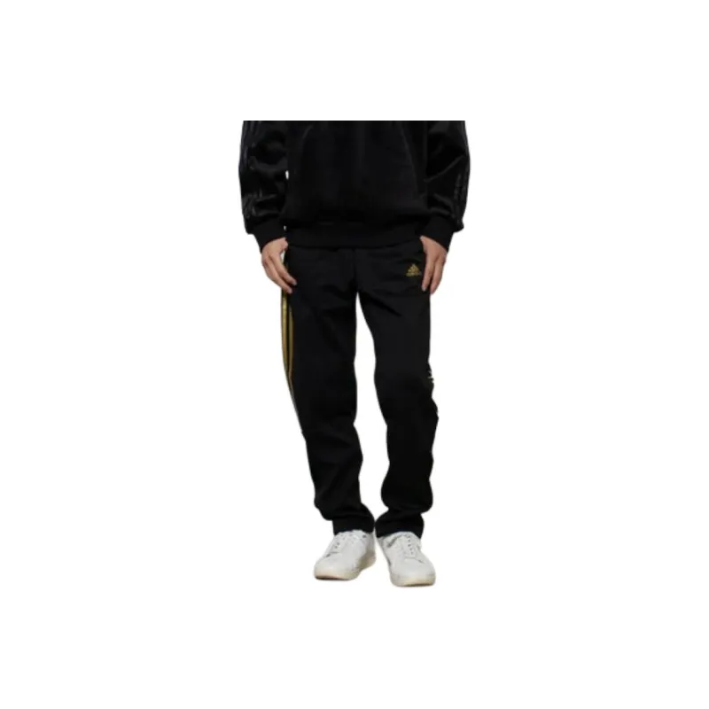 Adidas Knitted Sweatpants Men's Black Gold-0