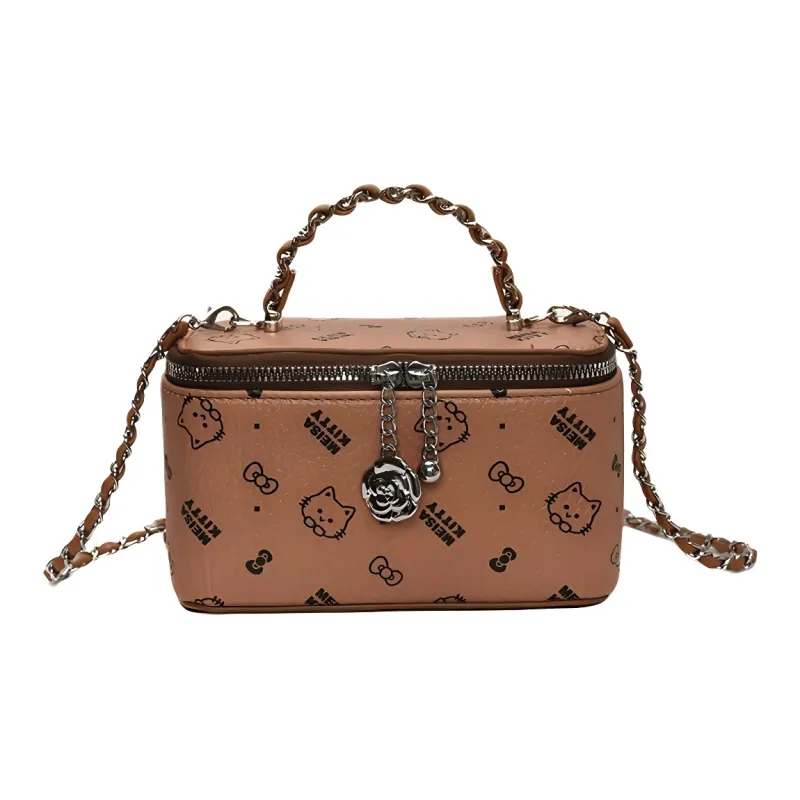 Yalu PU Box Bag, Shoulder Bag, Crossbody Bag, Handbag Women's White/Pink/Brown-4