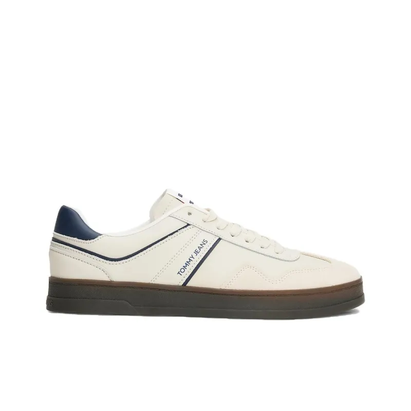 Tommy Hilfiger Trainers Low Top Skateboard Shoes Men's Beige Blue-1
