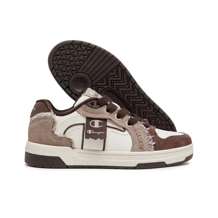 Champion Ribbon Shoes Balance Low Top Skateboard Shoes Unisex Velvet Brown/Milk White-1