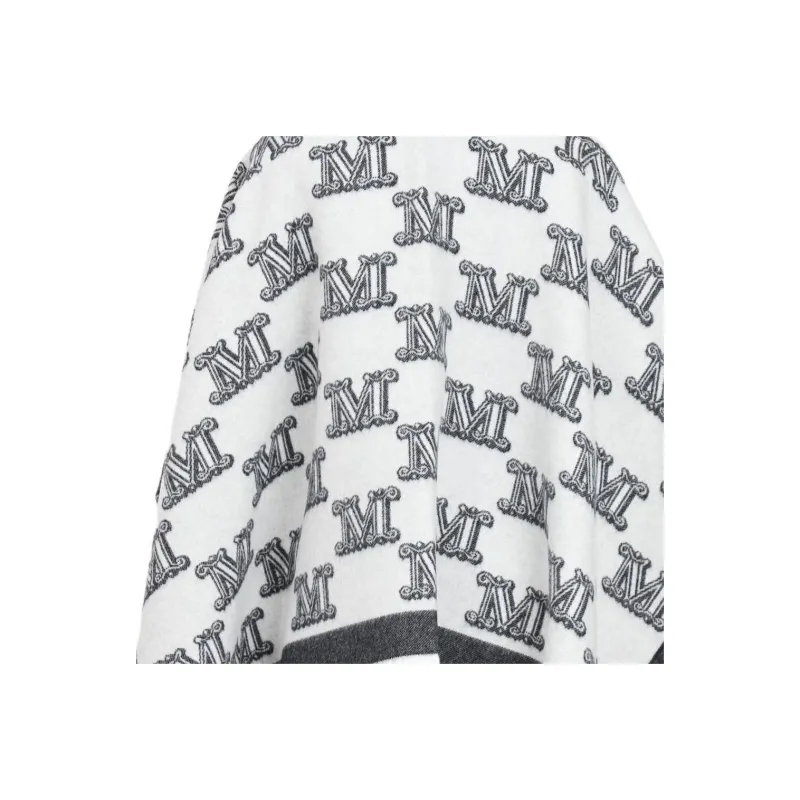 MaxMara All Over Logo Patterned Fringed Cape-4
