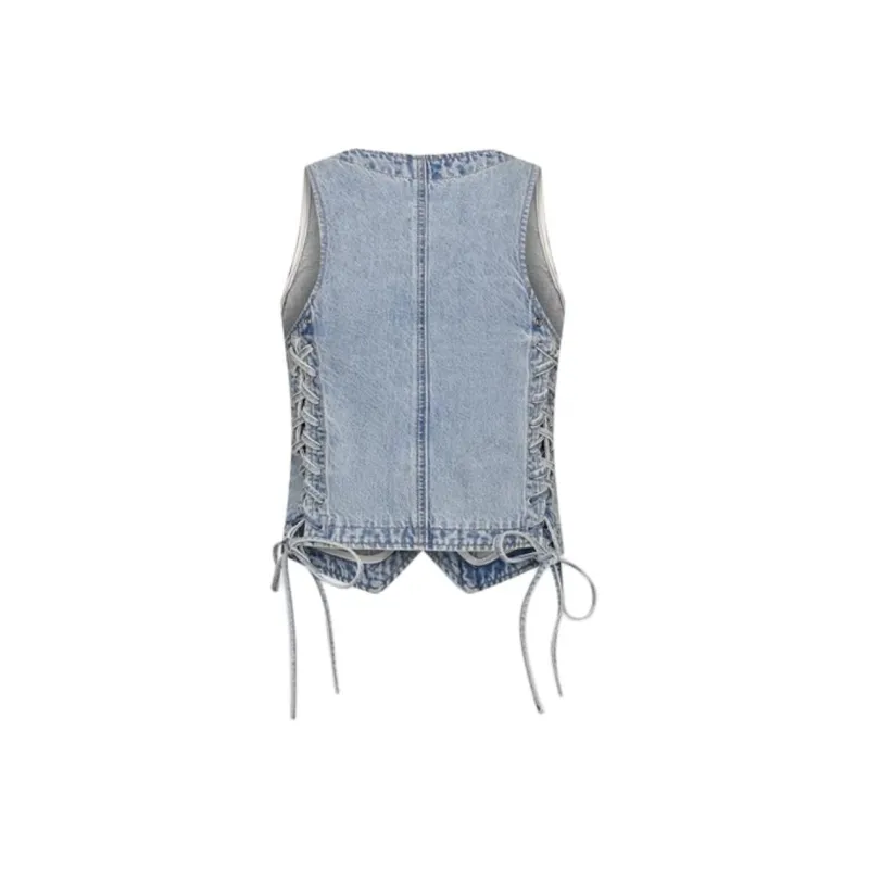 URBAN REVIVO Vests Women's Blue-1