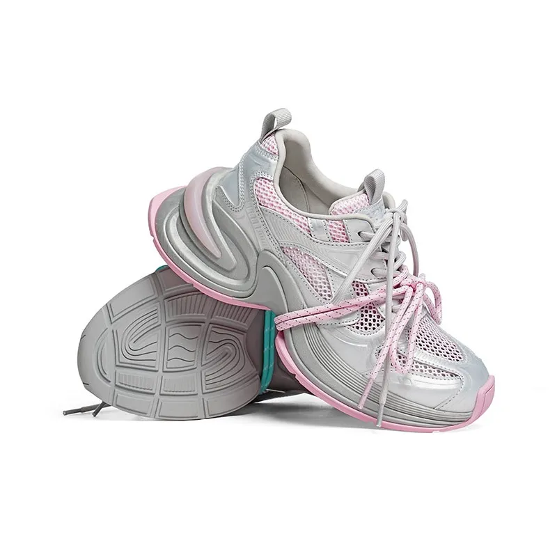 RED DRAGONFLY Height Increasing Abrasion Resistant Slip Resistant Low Top Chunky Sneakers Women's-10