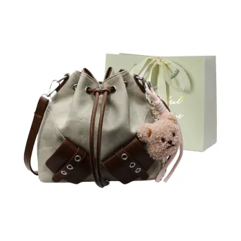 JIANGLIDA PU Bucket Bags Crossbody Bag, Shoulder Bag Women's Ecru/Denim Blue/Dark Tea