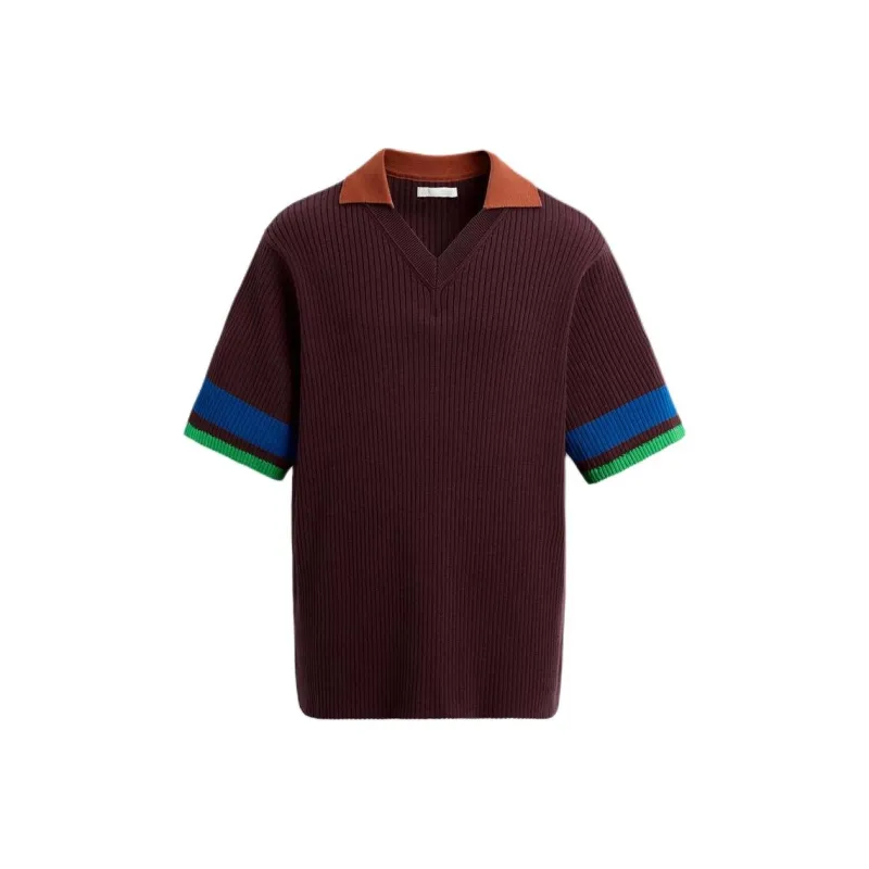 ZARA Polo Shirts Men Burgundy Red-0