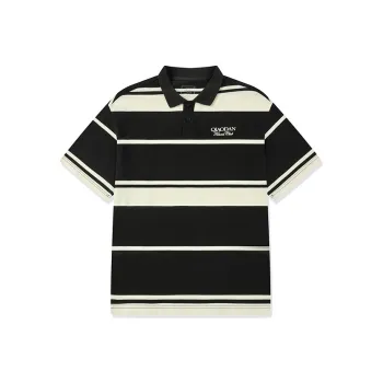 QIAODAN SS25 Polo Shirt Men's Black Jordan White Stripes