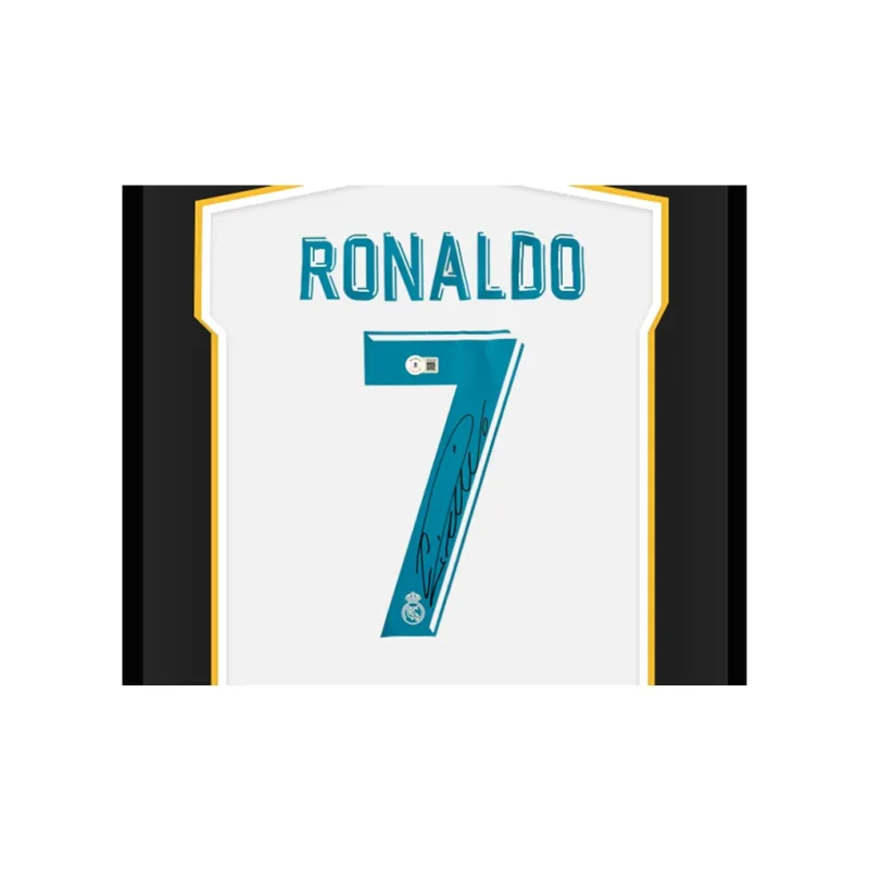 Three For Real Madrid Team Jersey Beckett Official Certification Exquisite Mounting, Outer Frame Approx. 65x85cm-1