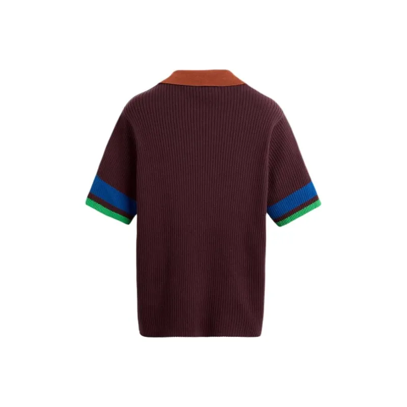 ZARA Polo Shirts Men Burgundy Red-1