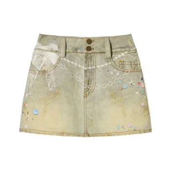LA CRAWFISH Denim Short Skirts Women's