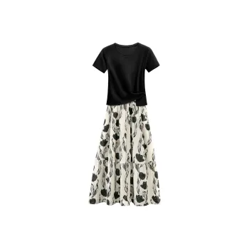 Cypress House Skirt Set Women's Black+Apricot With Black Floral