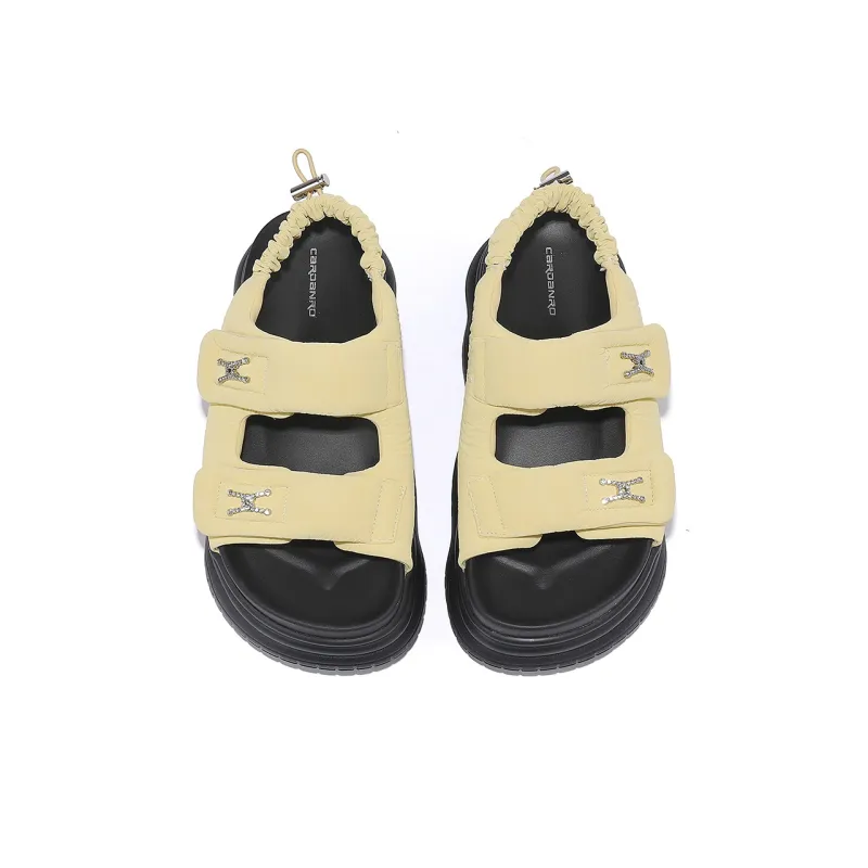 CARDANRO Beach Sandals Women's Black/Yellow-10