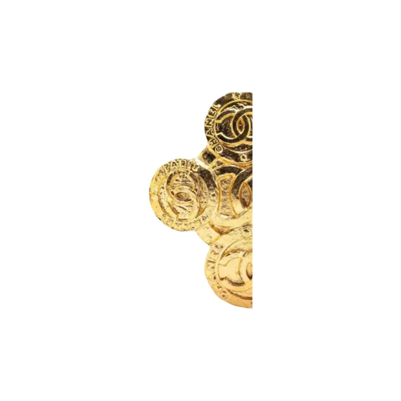 CHANEL 1980 1990 Plated Cc Clover Brooch Costume Brooch-2