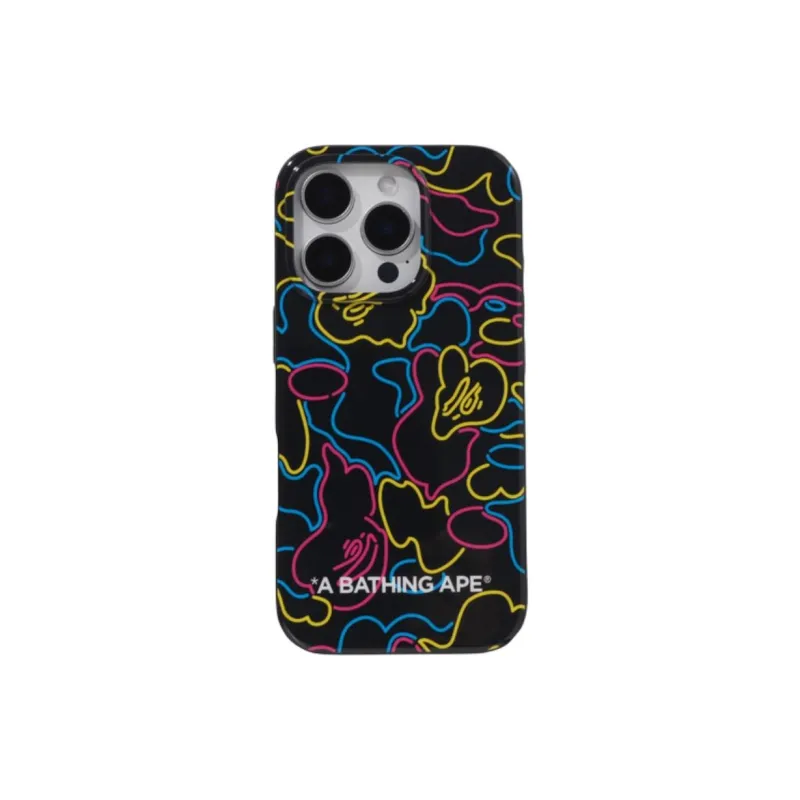 A BATHING APE TPU Material Neon Camouflage Phone Cases Compatible With IPhone 16 Pro Trendy And Cool Couple-2