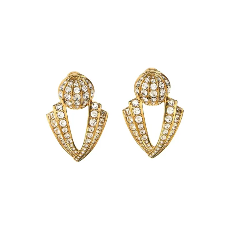 Valentino Brass, Crystal Earrings Women's Gold-0